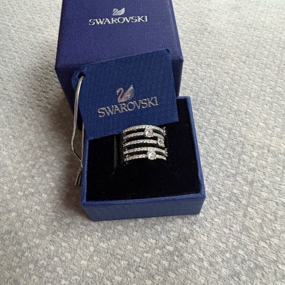 Swarovski Silver Multi-Row Crystal Stackable Ring - Picture 4 of 5